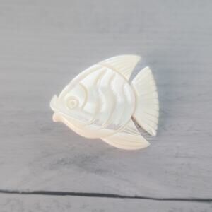 Vintage Brooch - Carved Mother of Pearl Fish Brooch